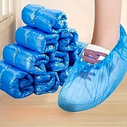 100-Pack: Disposable Plastic Shoe Covers – Waterproof &amp; Slip-Resistant