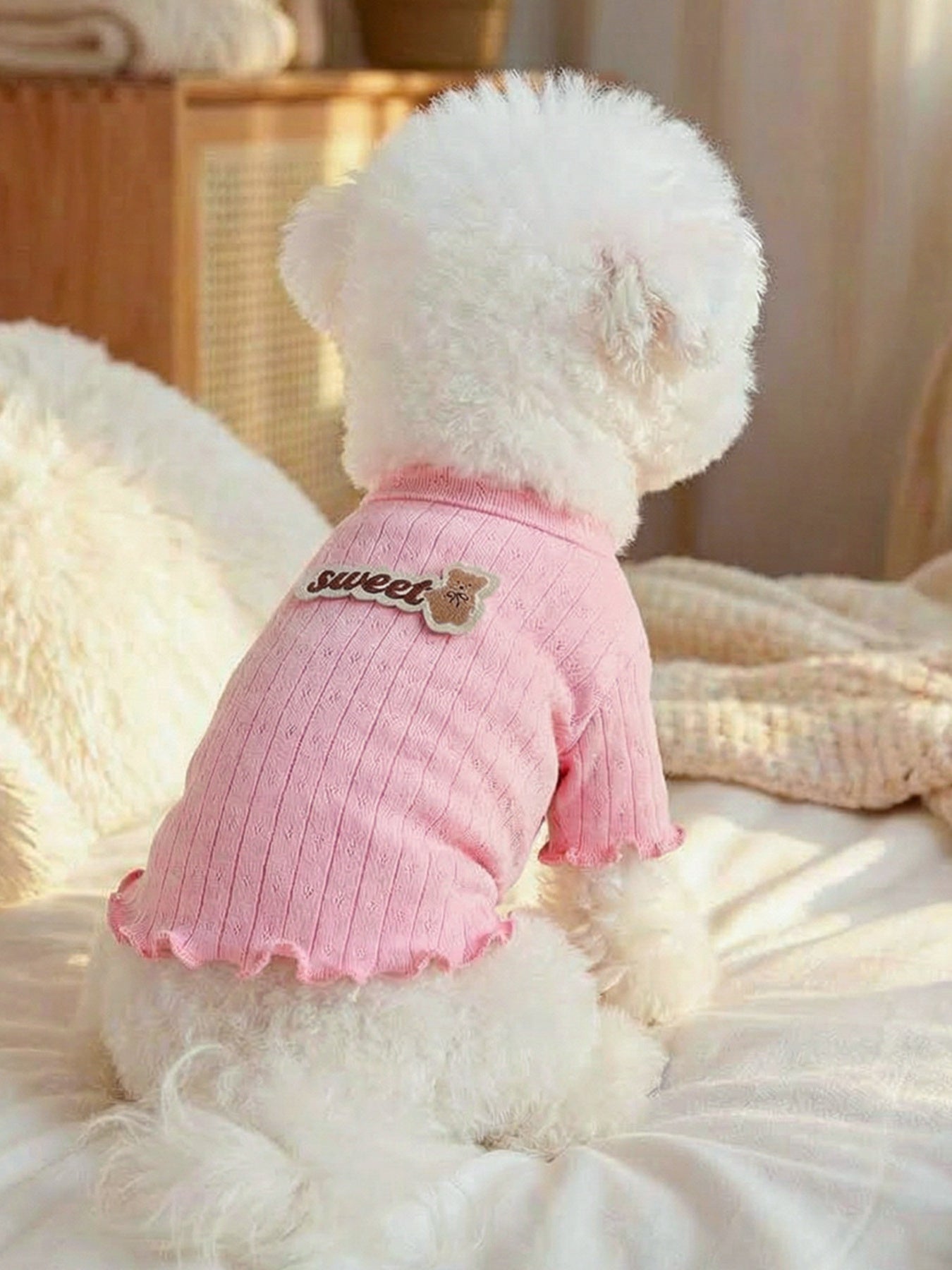 Sweet Bear Patch Ribbed Pet Top - Loving It Shop