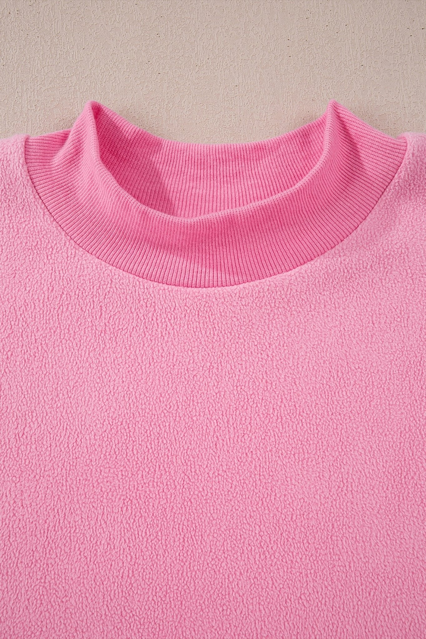 Bright Pink Oversize Drop Shoulder Reversible Mock Neck Sweatshirt - Loving It Shop
