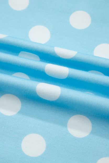 Sky Blue Polka Dot Short Sleeve Top and Pants Set