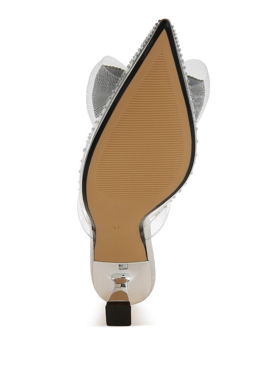 Freja Embellished Bow Kitten Heels - Loving It Shop
