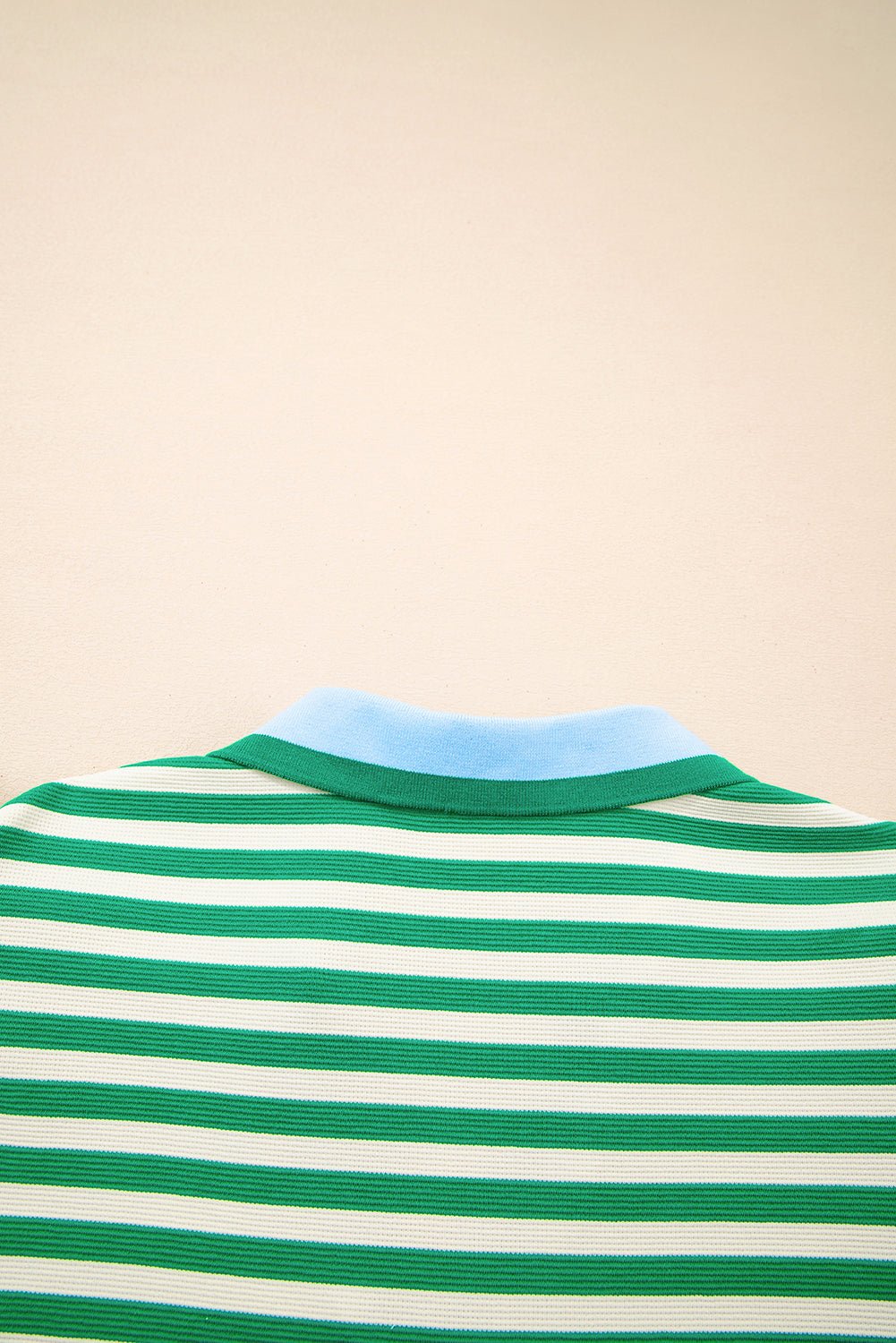 Green Stripe Print Contrast Collar Split Neck Flutter Sleeve Short Dress - Loving It Shop
