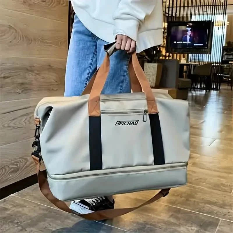 Nylon Duffel Bag for Travel – Large Capacity, Foldable, Shoe Compartment – Men &amp; Women