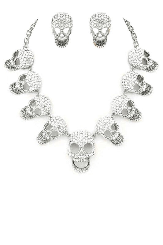 Crystal Iconic Skull Necklace Set