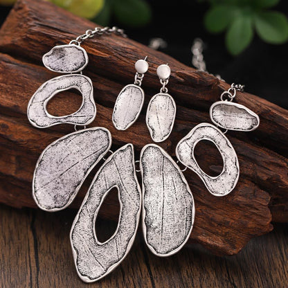 Alloy Geometric Irregular Oval Colorful Oil Necklace Hollow Design Women&