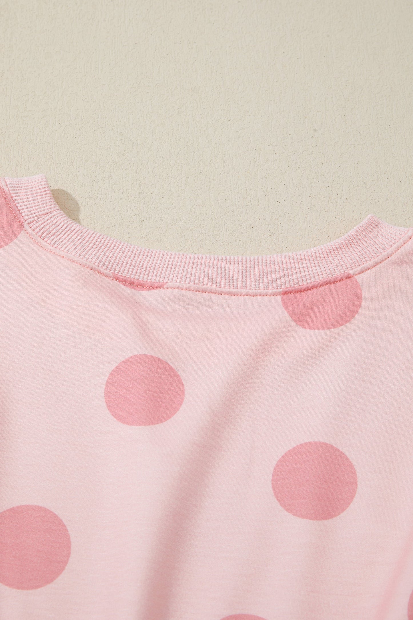 Pink Polka Dot Printed Long Sleeve Flared Mini Dress