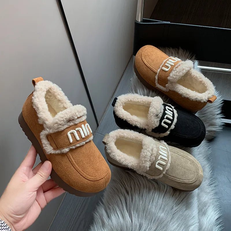 Faux Fur Suede Round Toe Slip - Ons - Loving It Shop