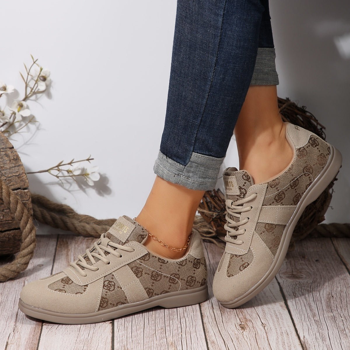 Lace Up Round Toe Sneakers - Loving It Shop