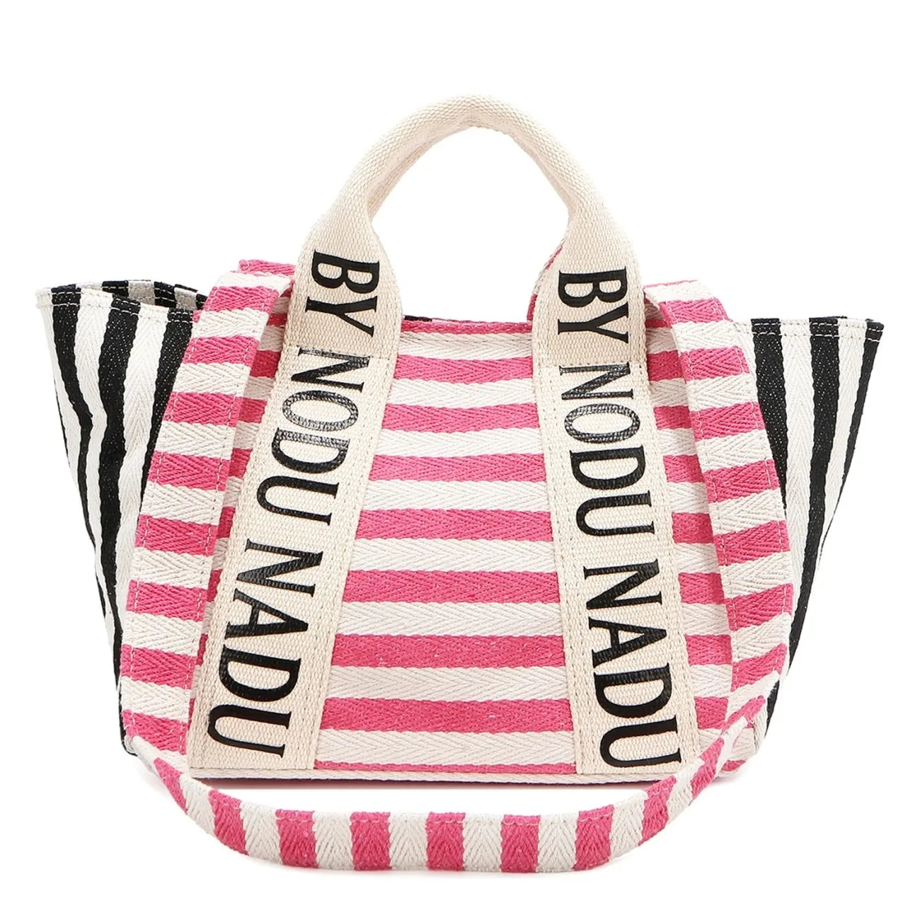Letter Striped Tote Bag