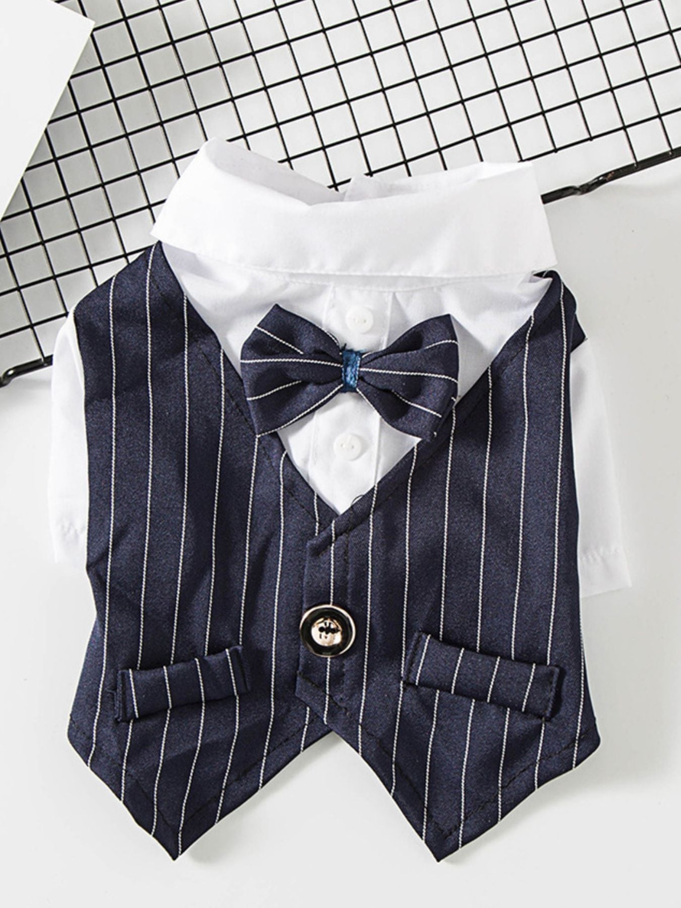 Striped Bow Tie Pet Blazer - Loving It Shop