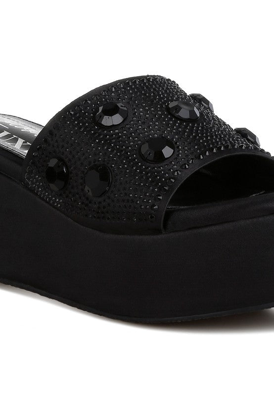 Meta charts Diamante & Rhinestone Flatform Sandals