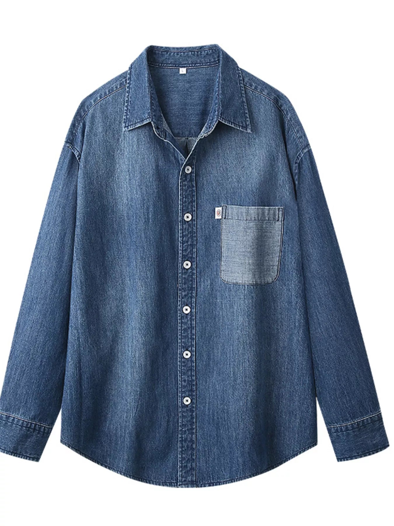 Men's Full Size Button Up Wash Denim Shirt Plus Size