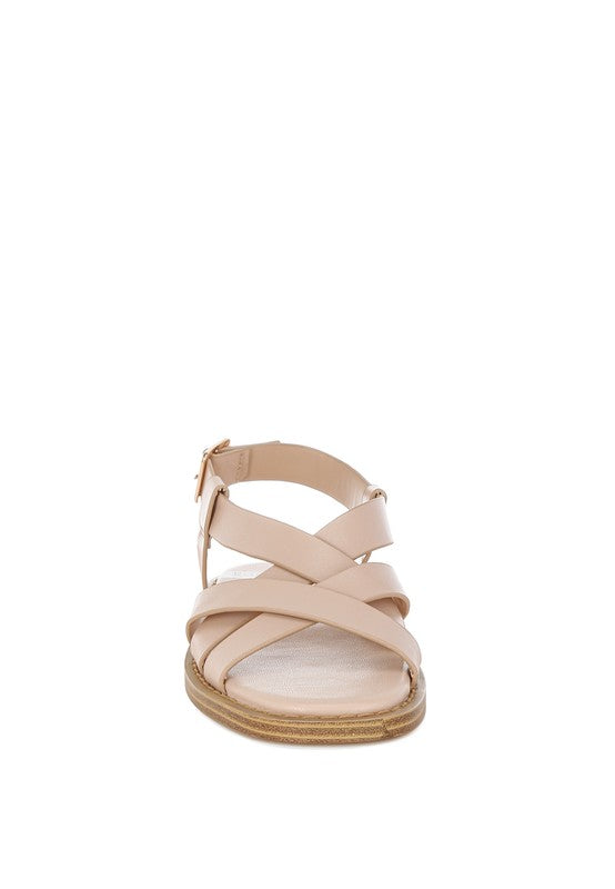 Kapaka Real Leather Flat Gladiator Sandals