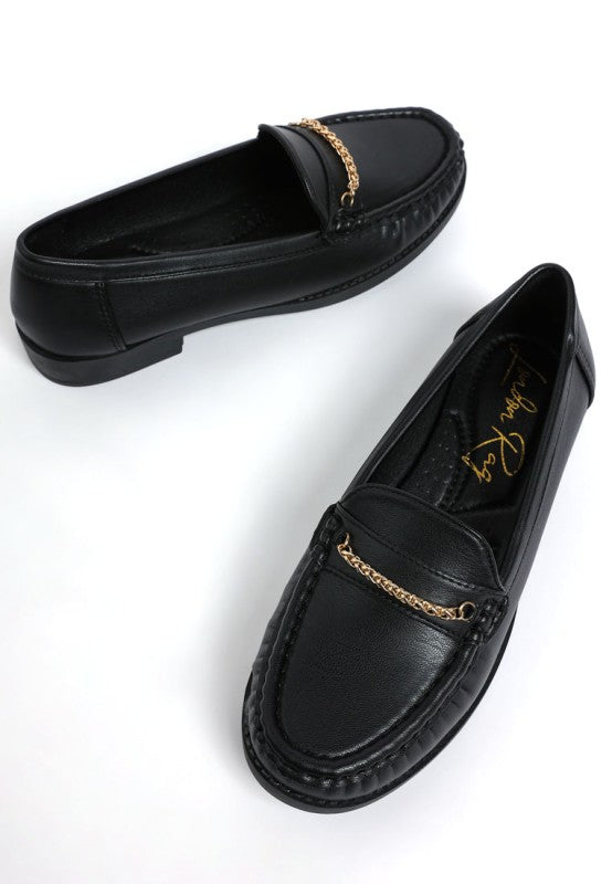 Nemunk Metallic Chain Detail Loafers