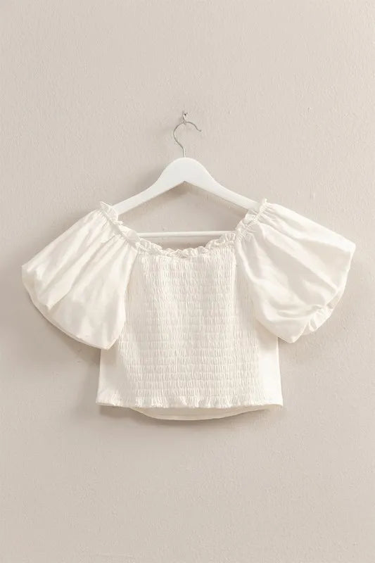 Puff Sleeve Sweetheart Neck Top