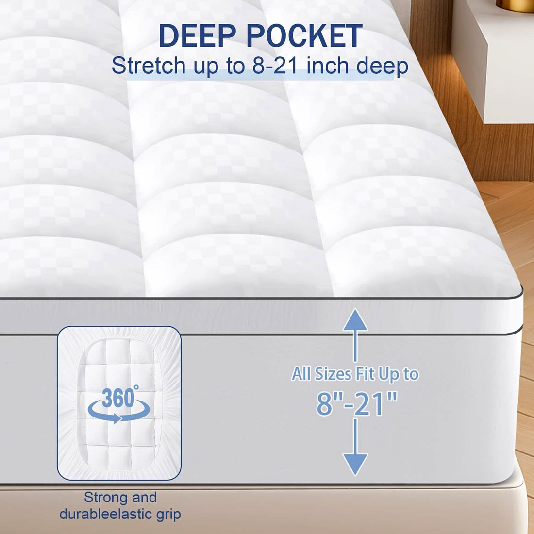 Extra Thick Mattress Topper – Soft, Cooling &amp; Breathable (Multiple Sizes &amp; Colors)