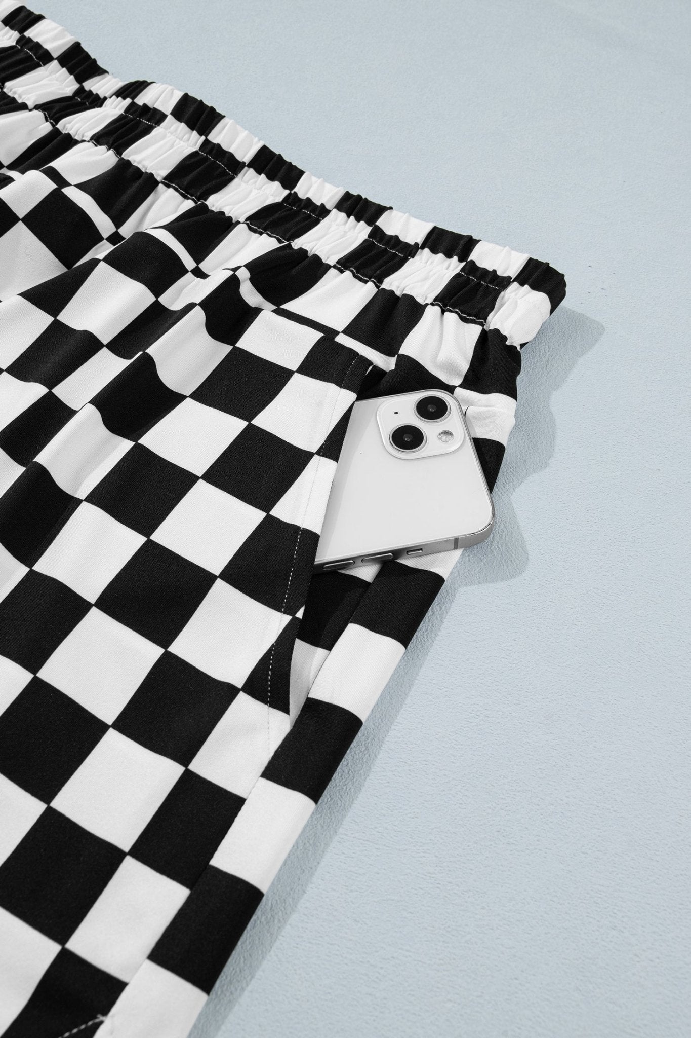 Black Plus Size Checkered Athleisure Shorts - Loving It Shop