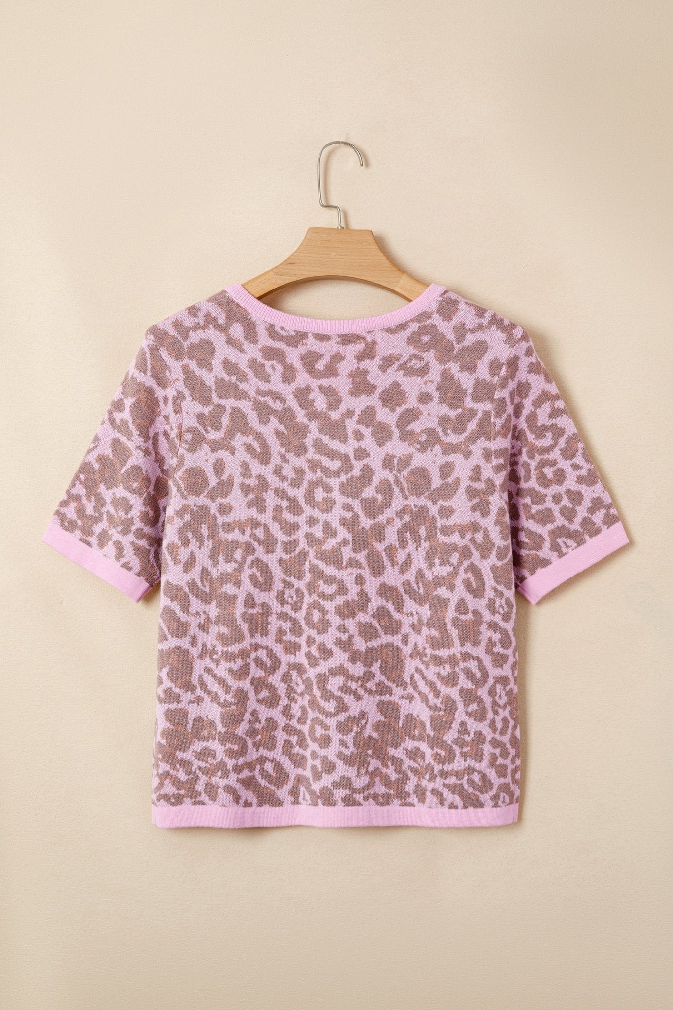 Pink Leopard Button Down Short Sleeve Sweater Cardigan - Loving It Shop