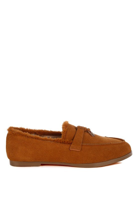 Ohrid Suede & Faux Fur Flat Loafers - Loving It Shop