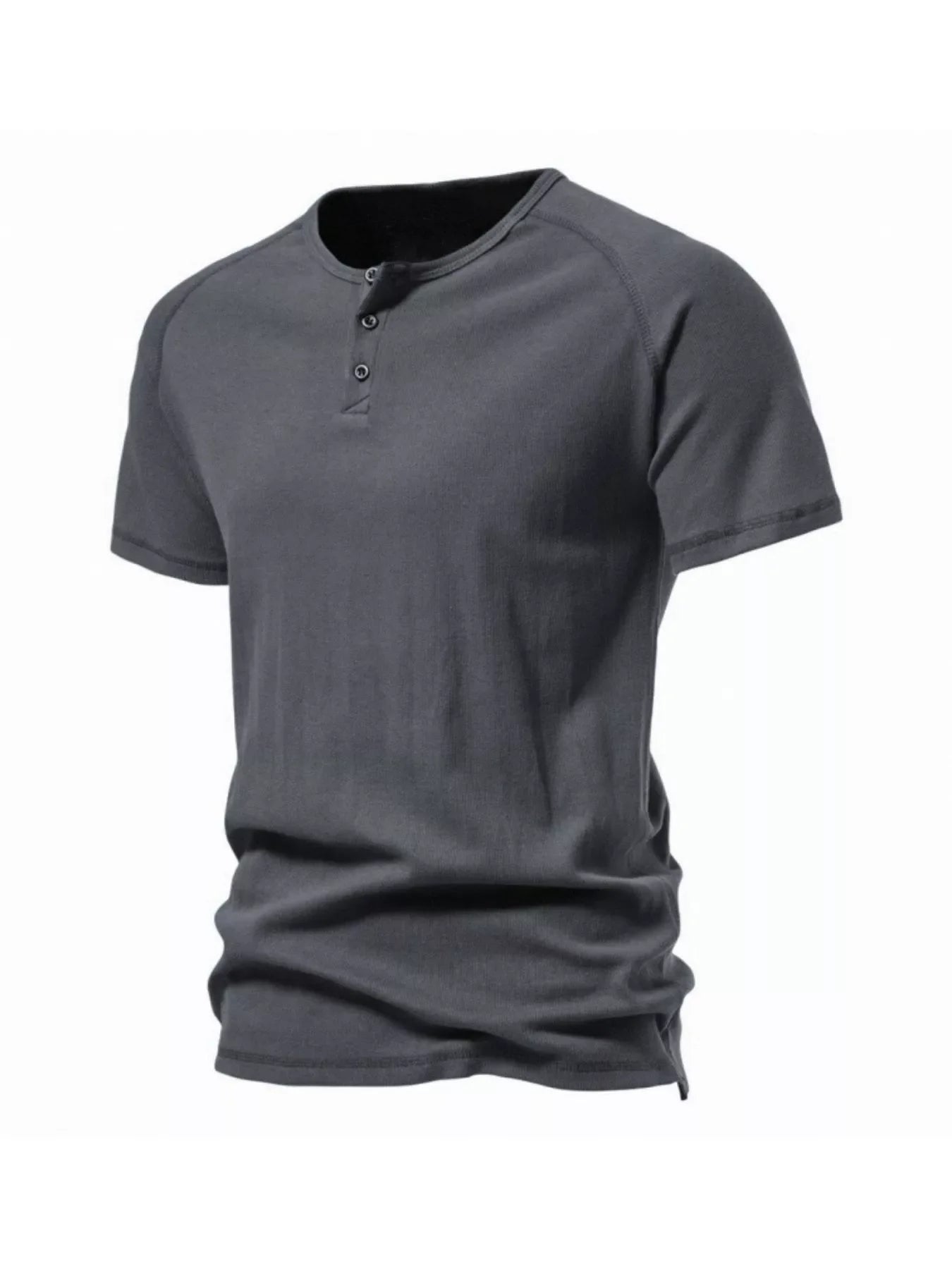 Men's Plus Size Button Detail Casual Henley T-Shirt - Loving It Shop