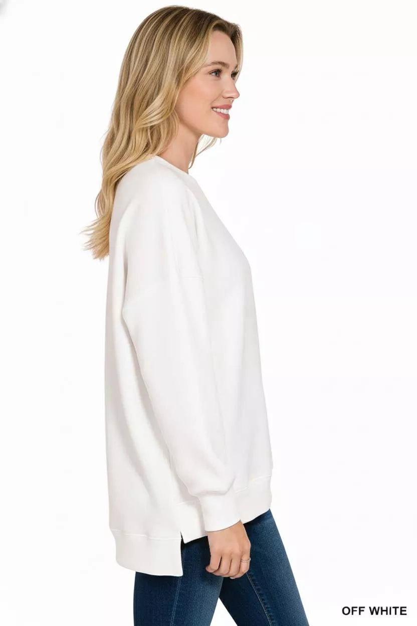 Fleece Hi-low Boyfriend Sweatshirts with Pockets