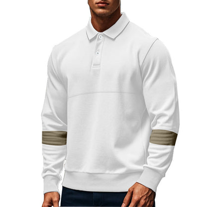 Fashion Long-sleeved Lapel Polo Shirt With Button Men&