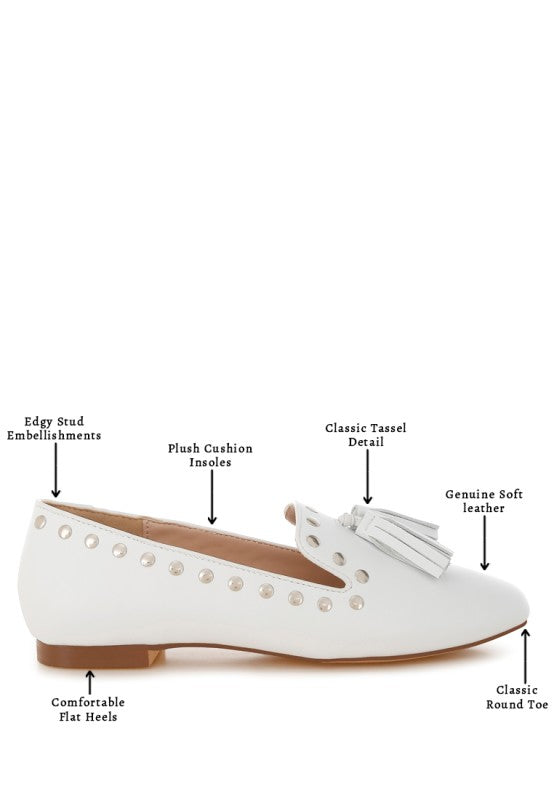 Philoha Studs & Tassels Detail Flat Loafers