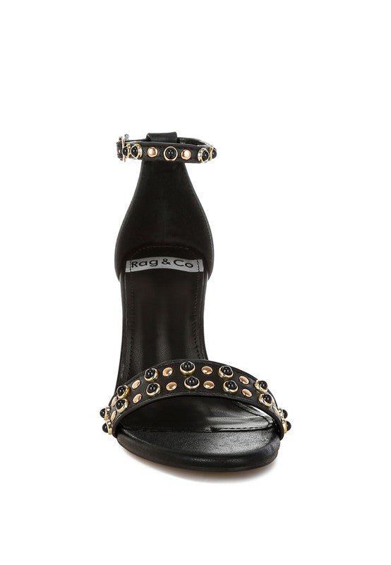 Nidara Studs Embellished Genuine Leather Sandals - Loving It Shop