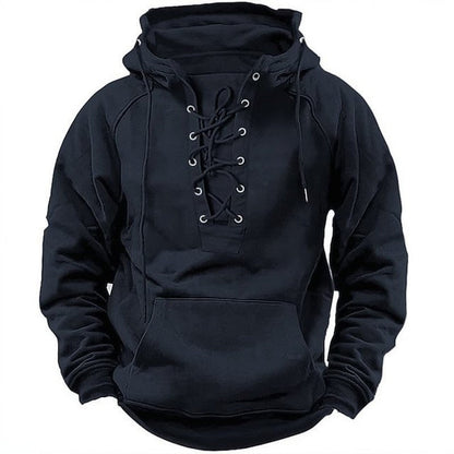 Ins Lace-up Hoodie Casual Sports Pocket Sweatshirt Men&