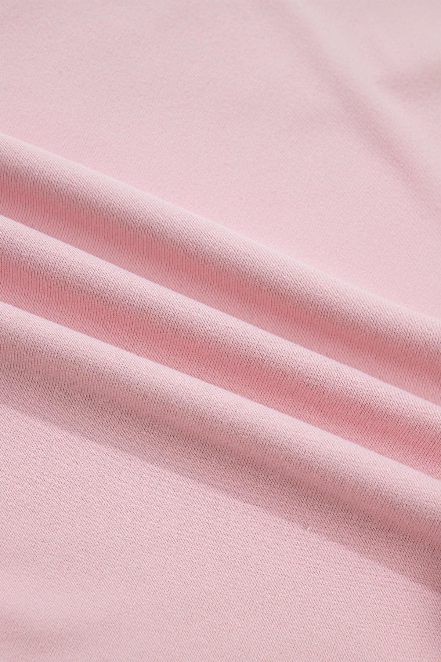 Light Pink Solid Color Bow Textured Patchwork Long Sleeve Tee