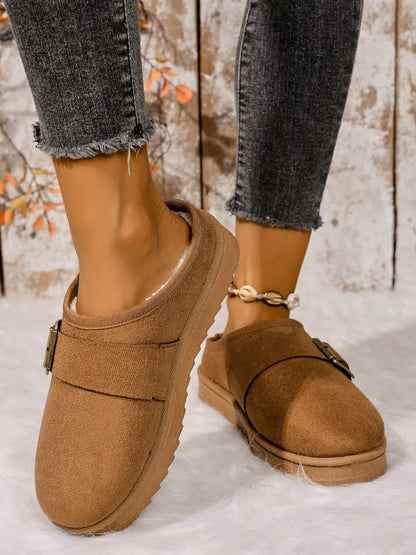 Cozy Buckle Suede Winter Slippers - Loving It Shop