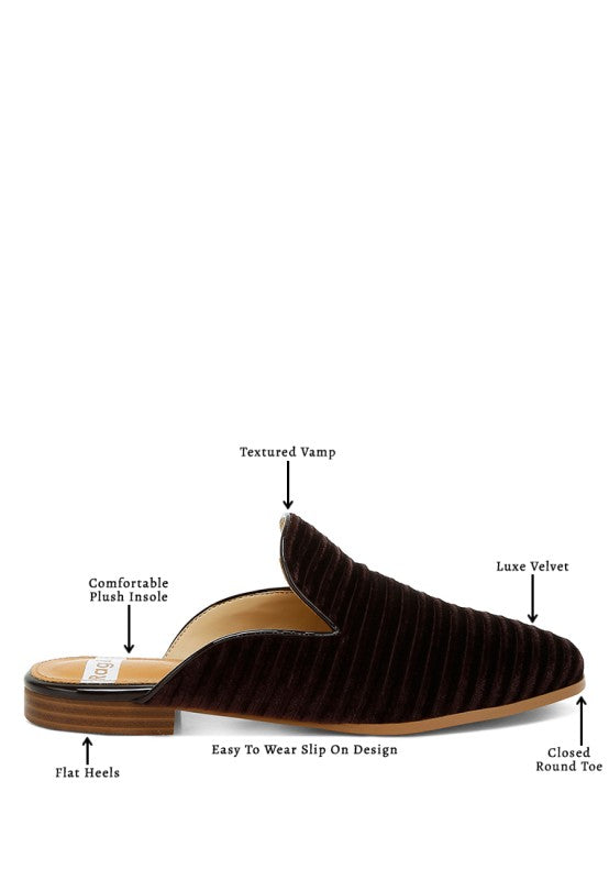 Ouzini Velvet Textured Slip On Mules