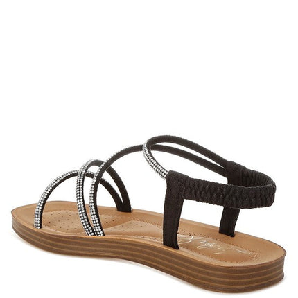 Ridayne Rhinestones Embellished Strappy Flats