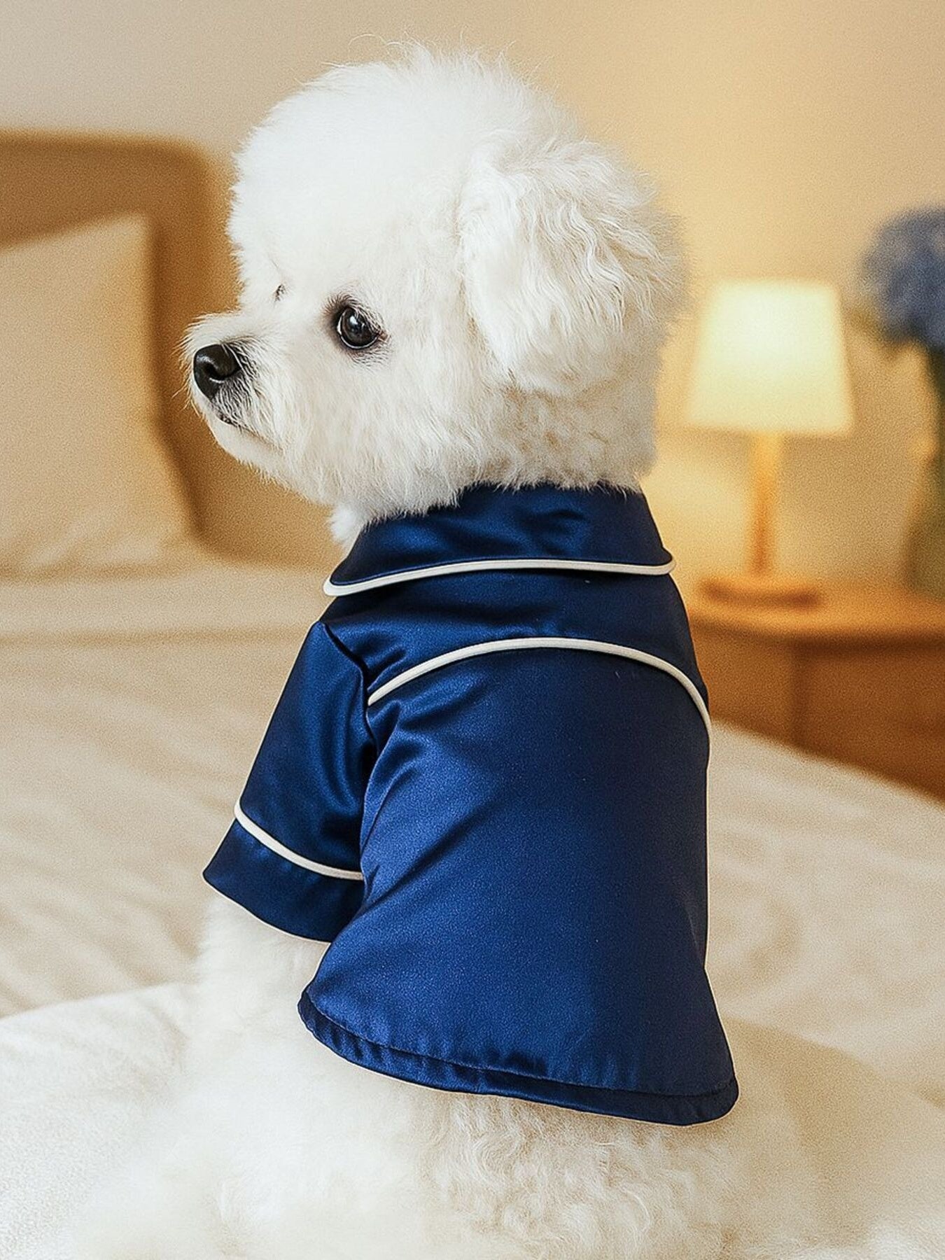 Satin Pet Pajamas with Contrast Piping - Loving It Shop