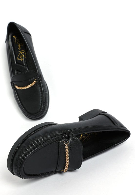 Nemunk Metallic Chain Detail Loafers
