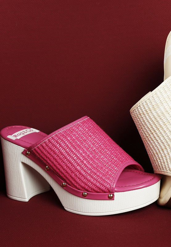 Marengo Raffia Wooden Clogs