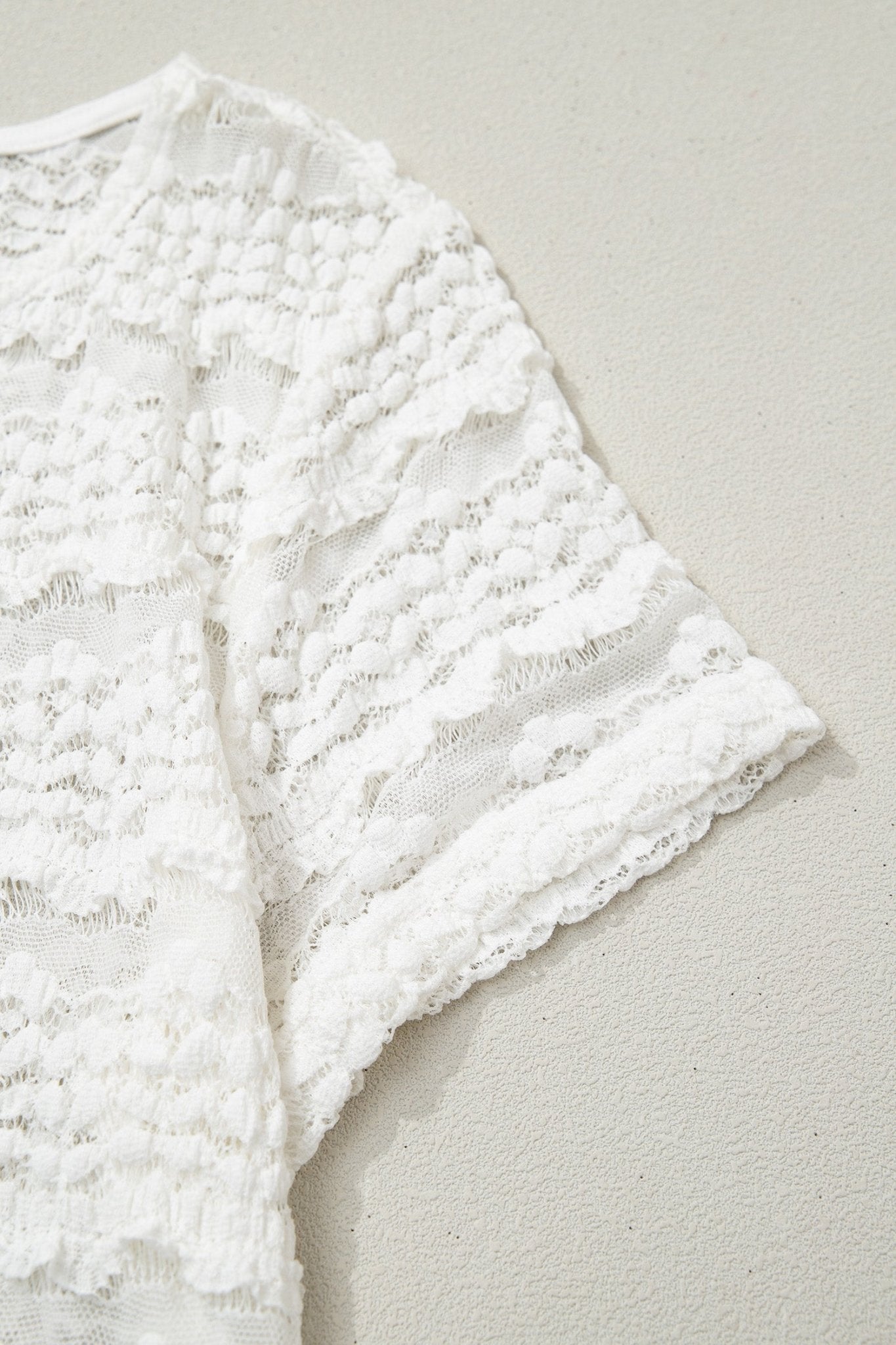 White Sheer Lace Short Sleeve Top - Loving It Shop