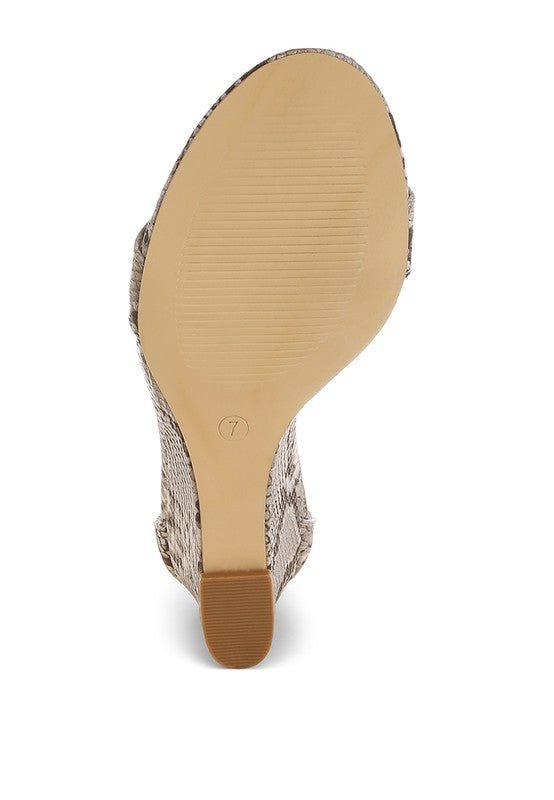 Kodor Snake Print Slim Wedge Heel Sandals - Loving It Shop