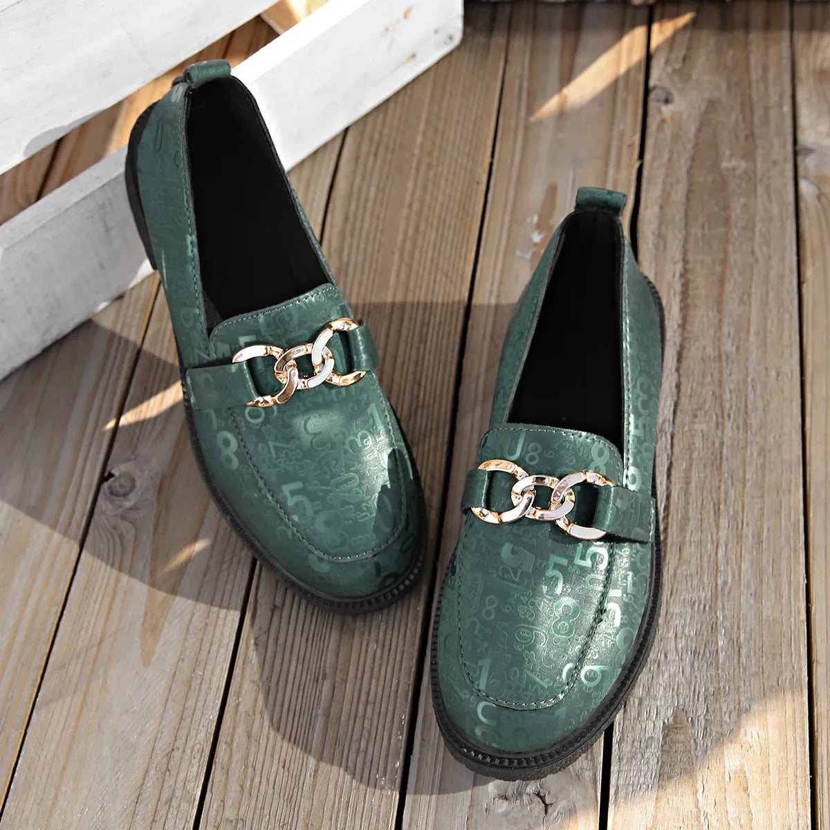 Round Toe Block Heels Loafers - Loving It Shop
