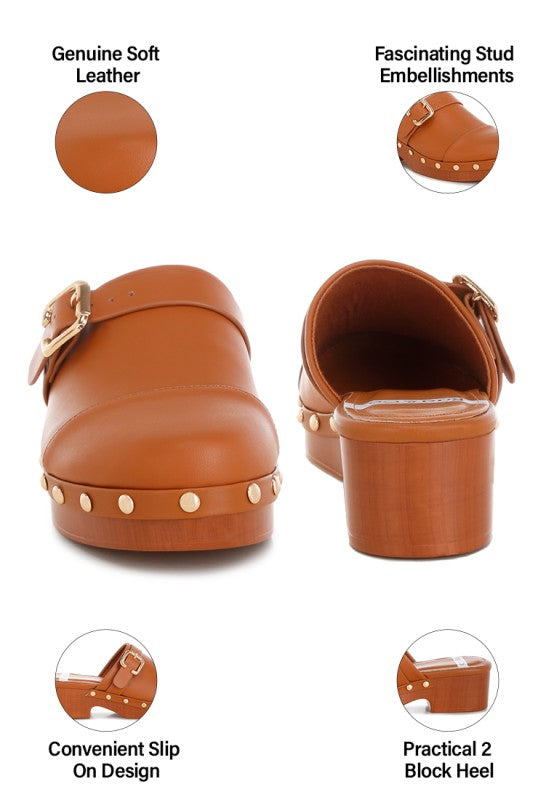 Pinto Studded Genuine Leather Clogs