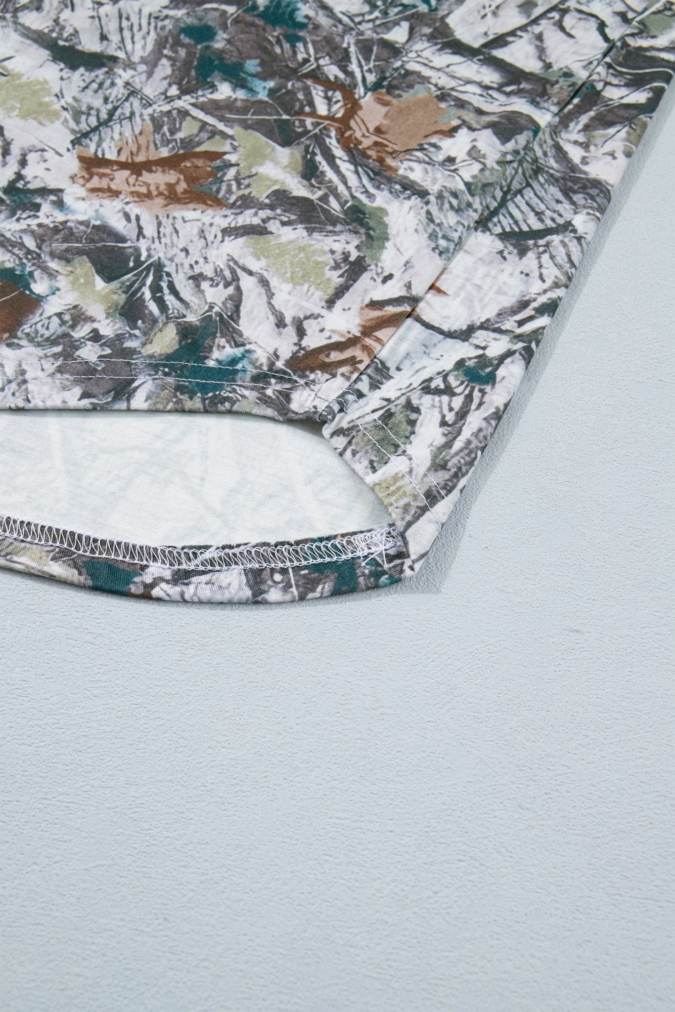 Gray Abstract Woodland Print Tunic Henley T Shirt - Loving It Shop