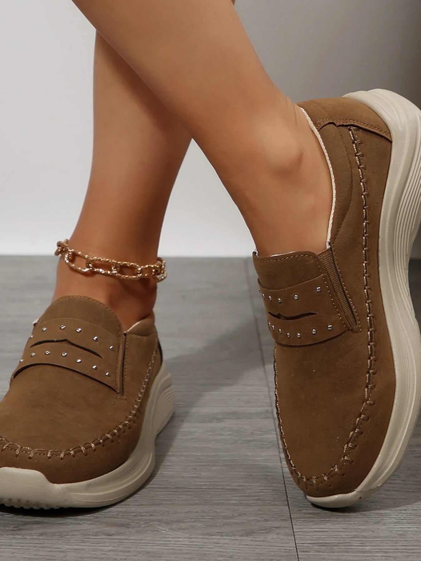 Studded Round Toe Platform Slip - Ons - Loving It Shop