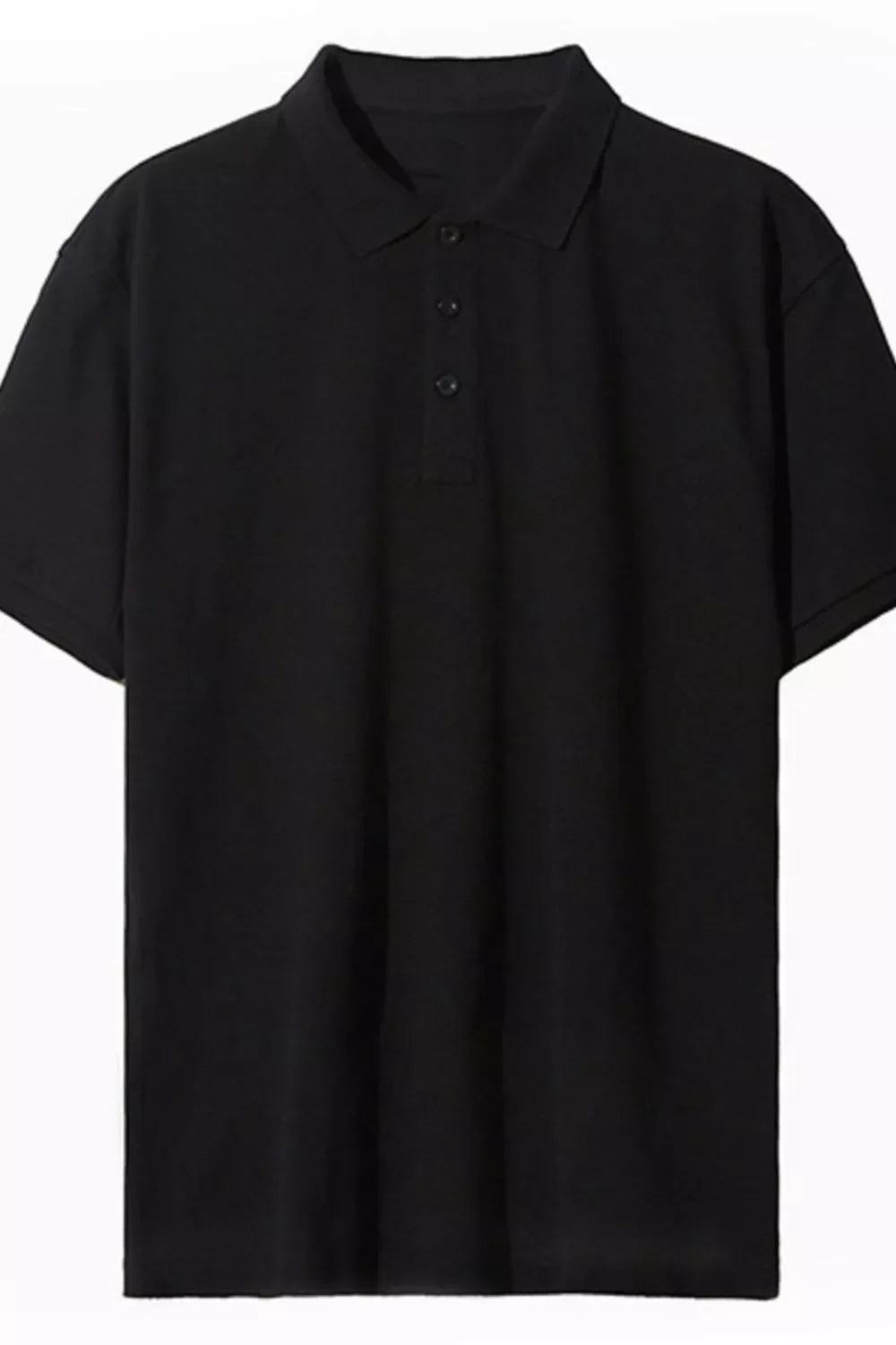 Men's Full Size Button Detail Short Sleeve Polo Plus Size