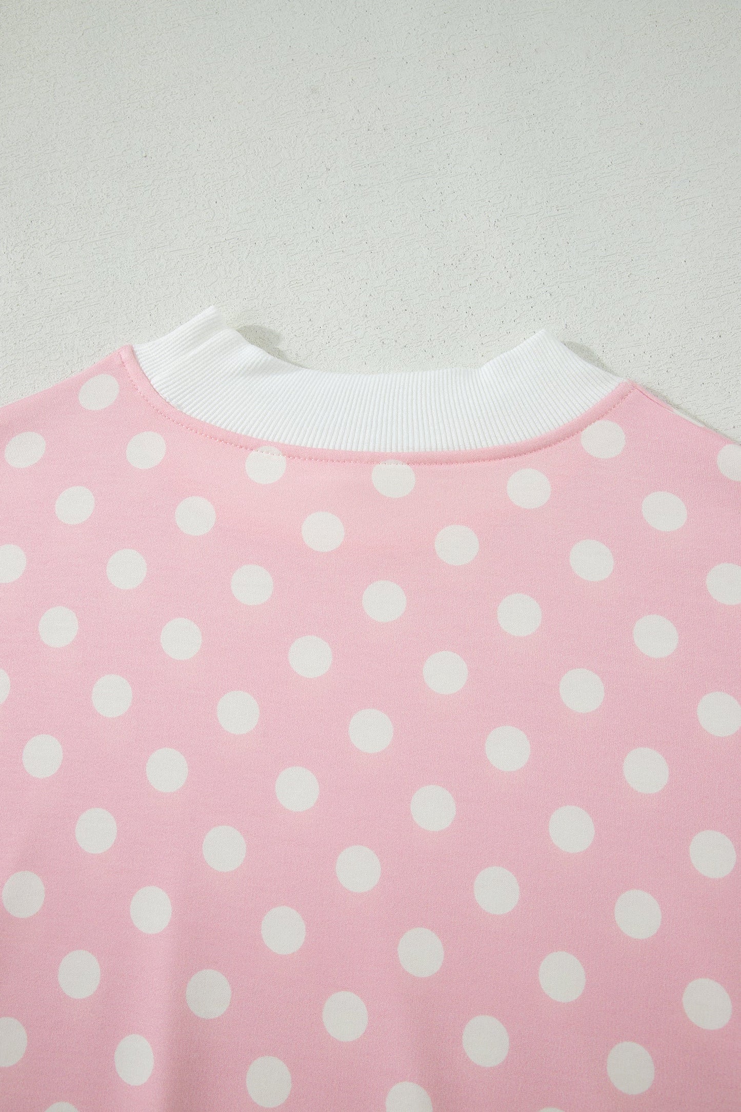 Pink Polka Dot Print Mock Neck Short Sleeve Top Shift Pant Set