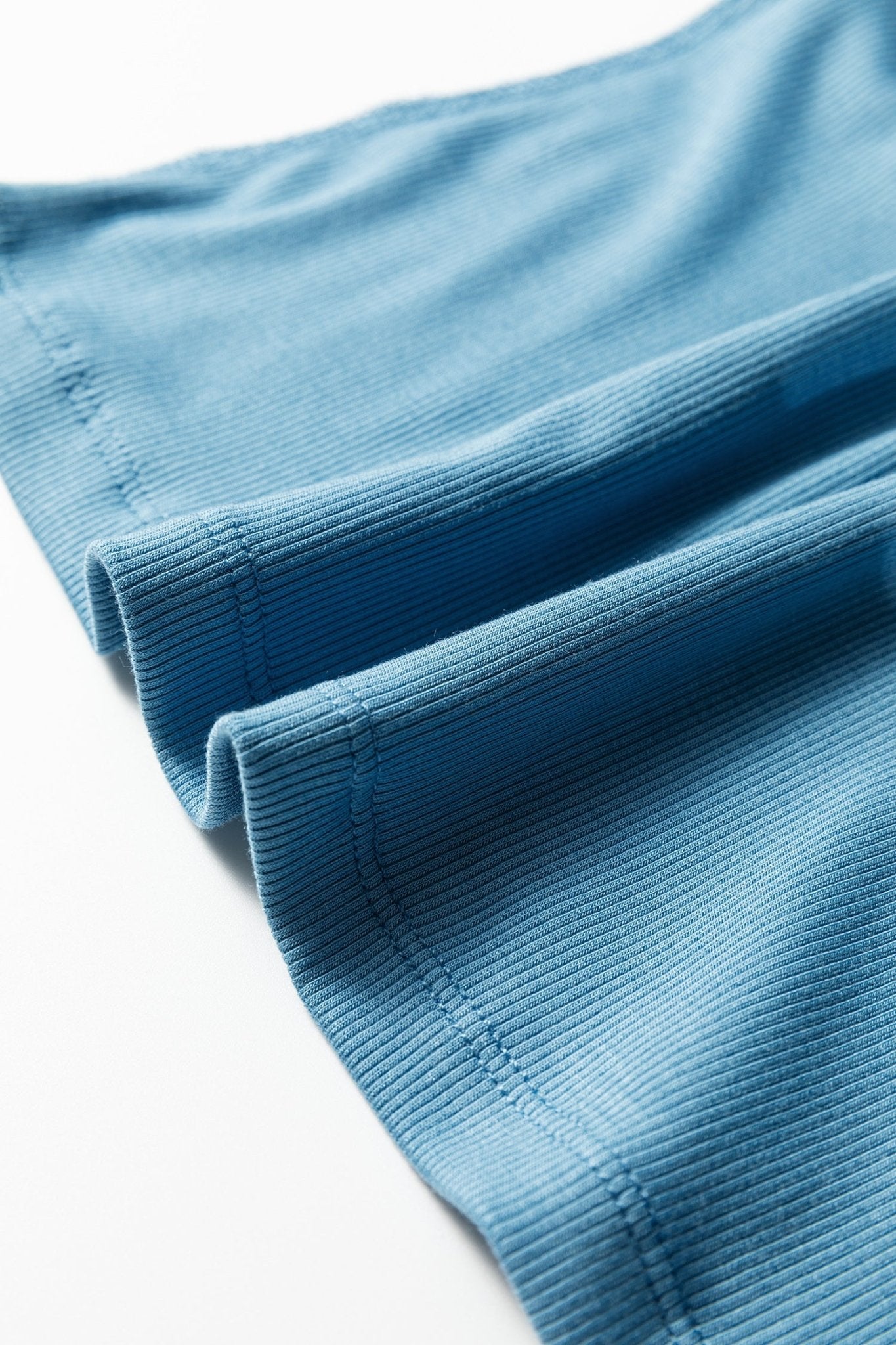 Peacock Blue Crew Neck Cap Sleeve Ribbed T Shirt - Loving It Shop