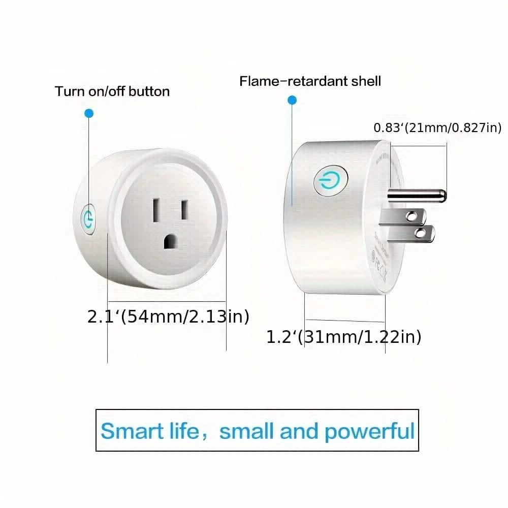 Smart WiFi Plug Outlet Adapter, Works with Alexa &amp; Google, Timer, Voice Control, 2.4GHz Network Home Automation