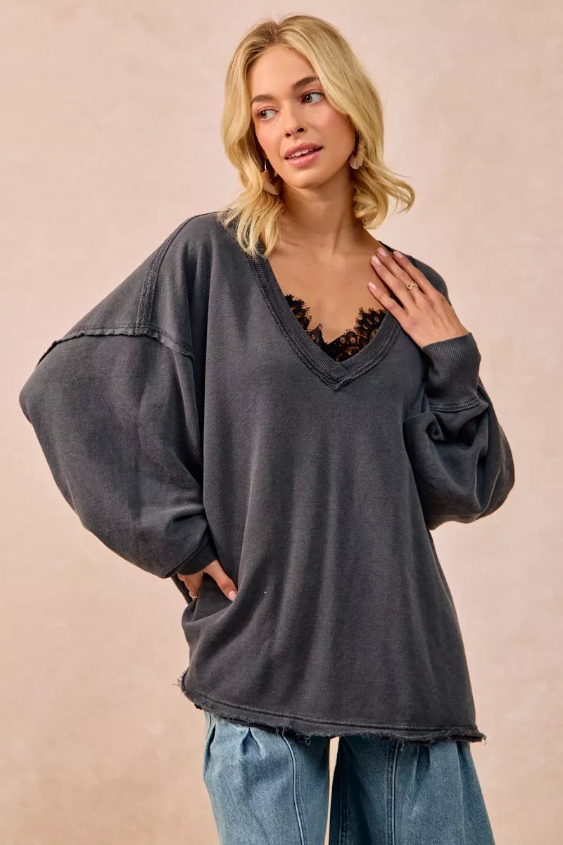 Mineral Washed French Terry Oversized Sweatshirt