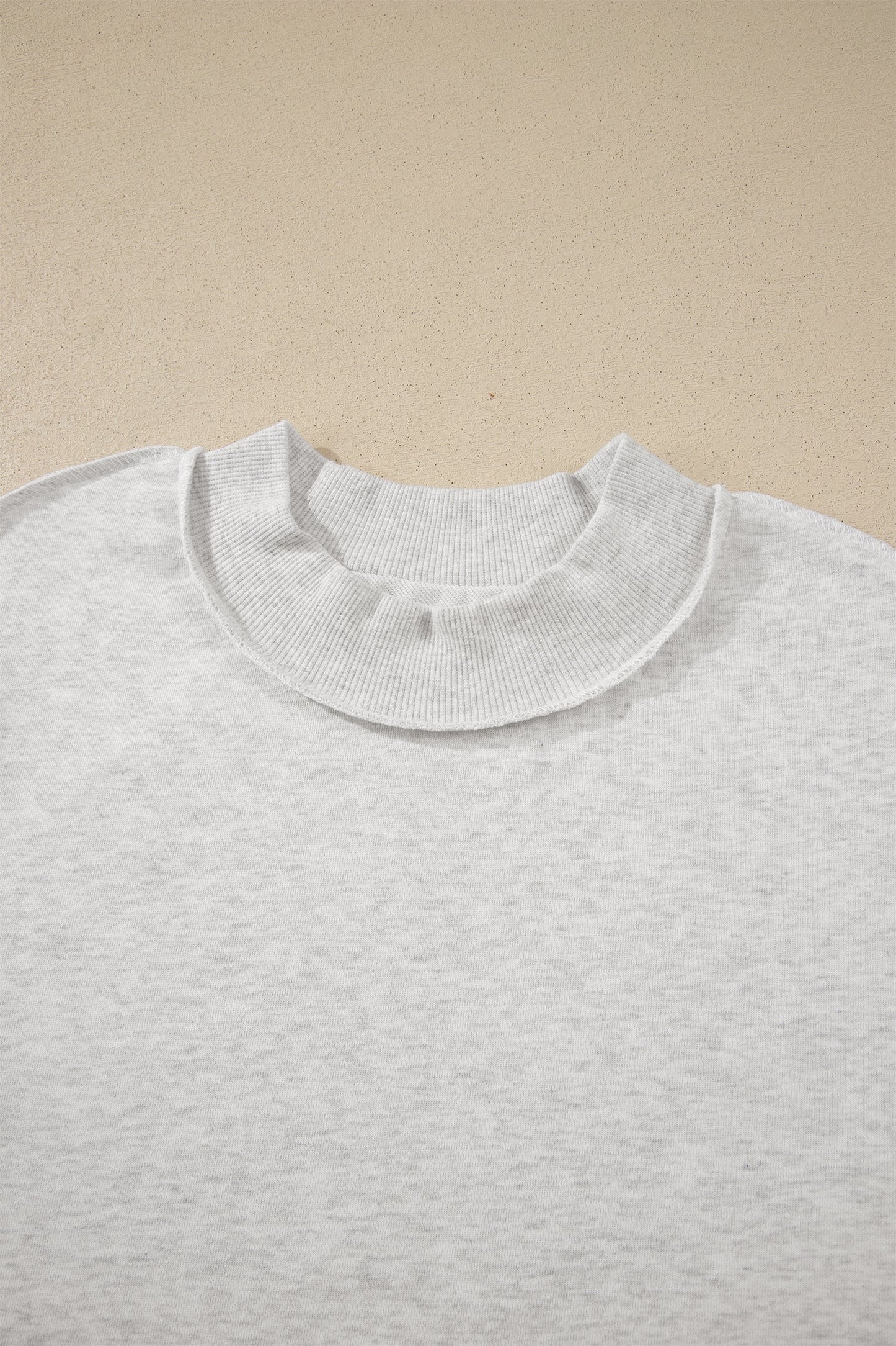 Light Grey Exposed Seam Detail Mock Neck Tee