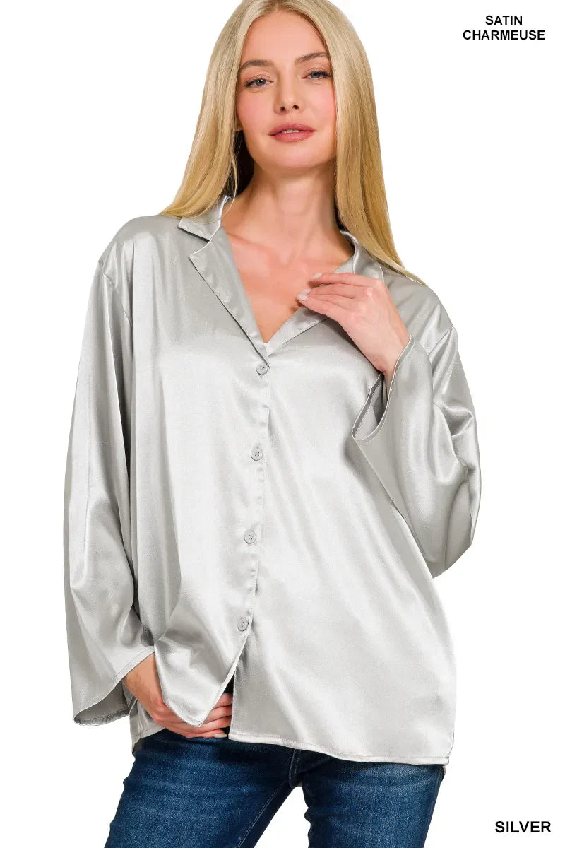 Satin Button Down Shirt