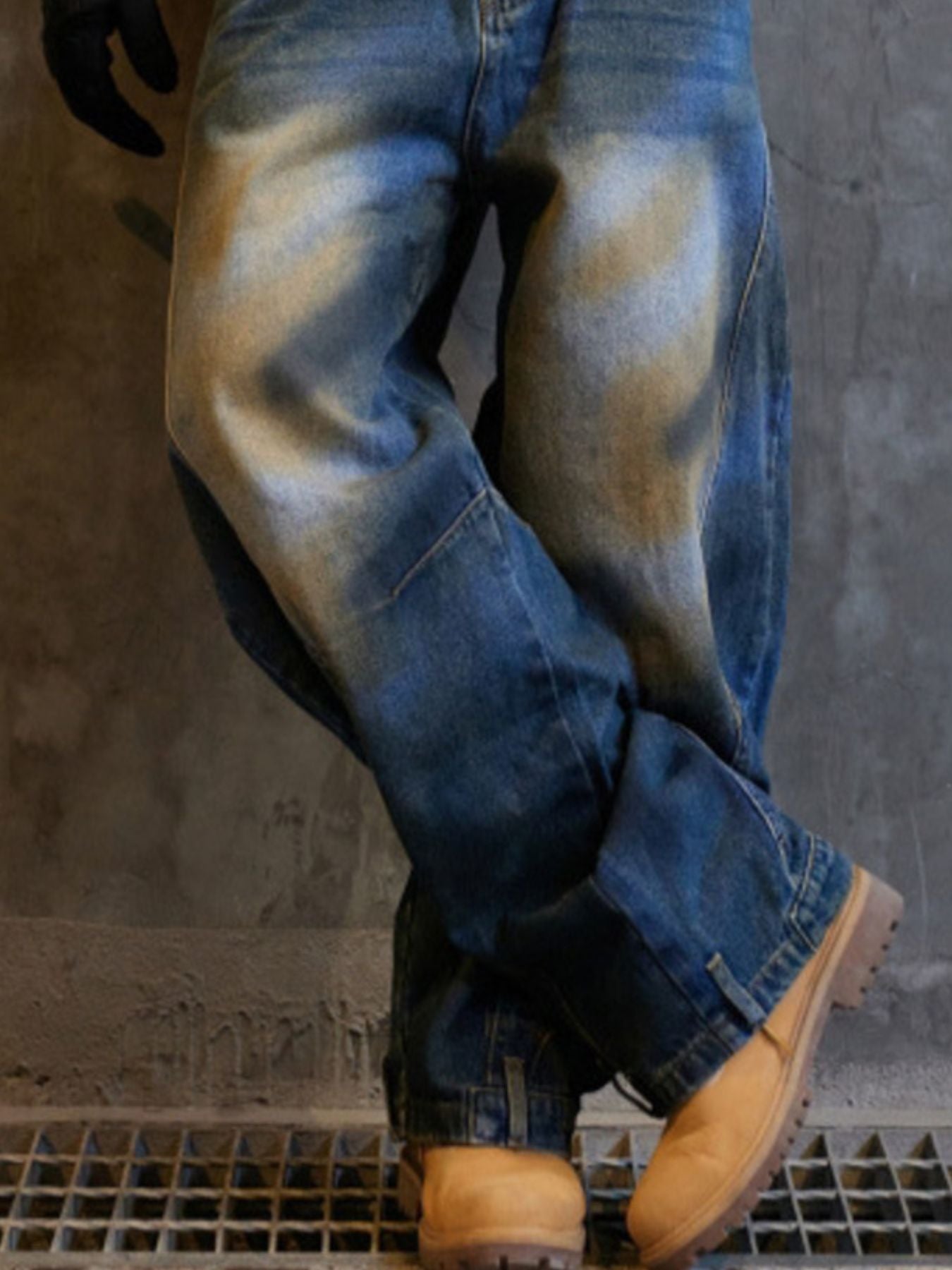 Men's Full Size Distressed Wide Leg Jeans Plus Size